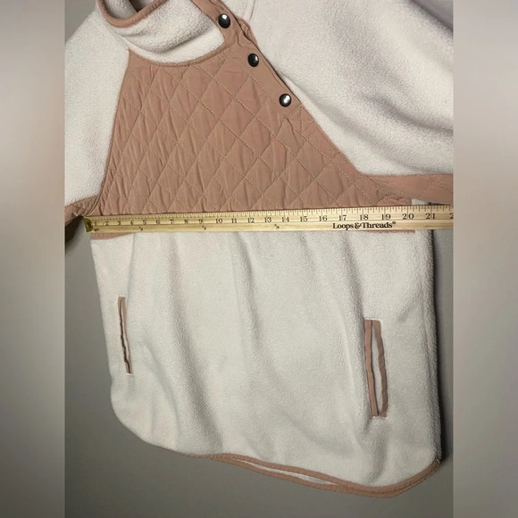 Abercrombie & Fitch Fleece Pullover large cream blush warm cozy pockets - Picture 5 of 7